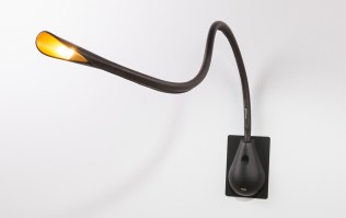 Cobra wall light in brown leather - main image
