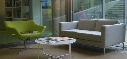 HM34b2 two seat sofa with narrow arms, shown at the Conran Design Group