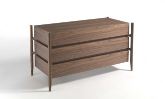 Regent 1, three drawer walnut finish, from Porada