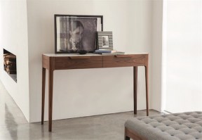 Ziggy console with white glass top