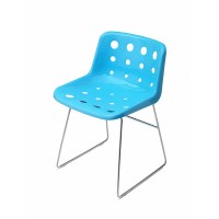 Polo chair in blue with Skid base